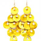 Yellow Earring Fish Hook Crystal Studs Discs Nacre Moving Joint Prong Set 3 1 4 Inch 25185-1275GDYEW
