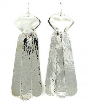 Silver Colored Earring Fish Hook Metal Casting Testure Charms 4 Inch Drop 25185-3003RDSIV