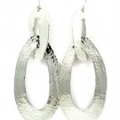 Silver Colored Earring Fish Hook Metal Casting Oval Texture Linked 4 1 2 Inch Drop 25185-3004RDSIV
