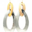 Gold Colored Earring Fish Hook Metal Casting Oval Texture Linked 4 1 2 Inch Drop 25185-3004TTGOD
