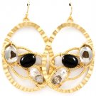 Black Earring Fish Hook Bead Metal Casting Acrylic Stones Matte Finish 2 Inch Drop 28115-99117MGBLK