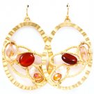 Brown Earring Fish Hook Bead Metal Casting Acrylic Stones Matte Finish 2 Inch Drop 28115-99117MGBRO