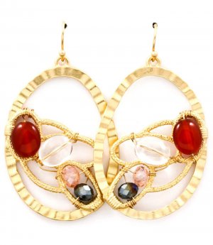 Multi Colored Earring Fish Hook Bead Metal Casting Acrylic Stones Matte Finish 2 In 28115-99117MGMLT