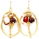Brown Earring Fish Hook Bead Metal Casting Leaf Acrylic Stones Matte Finish Tassel  28115-99118MGBRO
