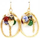 Multi Colored Earring Fish Hook Bead Metal Casting Leaf Acrylic Stones Matte Finish 28115-99118MGMLT