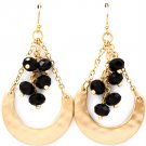 Black Earring Chandelier Drop Fish Hook Bead Cresent Metal Casting Acrylic Stones M 28115-99127MGBLK