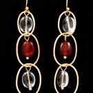 Brown Earring Linear Drop Fish Hook Bead Oavl Metal Casting Acrylic Stones Matte Fi 28115-99131MGBRO