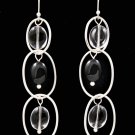 Black Earring Linear Drop Fish Hook Bead Oavl Metal Casting Acrylic Stones Matte Fi 28115-99131MSBLK