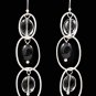 Black Earring Linear Drop Fish Hook Bead Oavl Metal Casting Acrylic Stones Matte Fi 28115-99131MSBLK