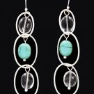 Turquoise Earring Linear Drop Fish Hook Bead Oavl Metal Casting Acrylic Stones Matt 28115-99131MSTUQ