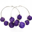 Purple Earring Pin Catch Hoop Mesh Ball Rondelle Crystal Studs 2 3 4 Inch Drop / 53536-015RDPUR