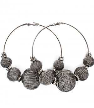 Clear Earring Pin Catch Oversized Bead Metal Casting Hoop Mesh Ball Rondelle 3 1 2 In 53536-021BNCLR