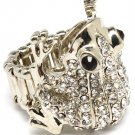 Clear Ring Adjustable Stretch Metal Casting Crystal Studs Frog 1 Inch Tall / 3101827-010RDCLR