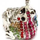 Multi Colored Ring Adjustable Stretch Metal Casting Crystal Studs Frog 1 Inch Tall  3101827-010RDMLT