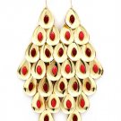 Red Earring Fish Hook Cascade Tear Drop Acrylic Stones Navette Cut 4 Inch Drop 32533-04784GDRED