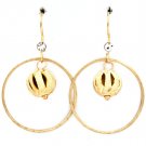 Gold Colored Earring Fish Hook Hoop Glass Stone Bead 1 Inch Hoop 1 1 2 Inch Drop 32533-10721MGGOD