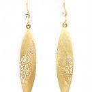 Gold Colored Earring Fish Hook Matte Finsih Navette Pierced Glass Stone Texture 2 1 32533-10876MGGOD