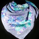 Blue Fashion Scarf Crinkle Square Flower Print 50% Cotton 50% Polyester 36 Inch X 36  45196-99862BLU