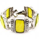 Green Bracelet Metal Casting Magnetic Lock Acrylic Stones Faceted Texture 7 Inch Long 4712-3915ASGRN