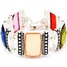 Multi Colored Bracelet Metal Casting Magnetic Lock Acrylic Stones Faceted Texture 7 I 4712-3915ASMLT