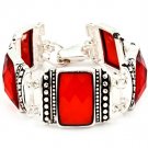Red Bracelet Metal Casting Magnetic Lock Acrylic Stones Faceted Texture 7 Inch Long 4712-3915ASRED