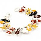 Multi Colored Bracelet Theme Magnetic Lock Cats Metal Casting Enamel 6 1 2 Inch Long 4712-4080SVMLT