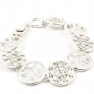 Clear Bracelet Theme Magnetic Lock Crystal Studs Peac Symbol Metal Casting 6 1 2 Inch 4712-4336SVCLR