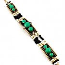 Turquoise Bracelet Bead Lobster Clasp Crystal Studs Disc Metal Casting Enamel Texture 4712-5670GDTQA