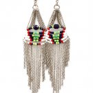 Multi Colored Earring Post Earring Metal Casting Bead Tassel 4 3 4 Inch Drop 4715-0774RDMTA