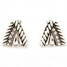Clear Earring Post Earring Engraved Crystal Studs Metal Casting Abstract Shape Peace  4715-0808ASCLR