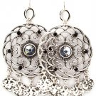Black Earring Fish Hook Metal Casting Stud Flower Heart Acrylic Stone Fringe Formica  53535-964SOBLK