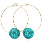 Teal Earring Pin Catch Fireball 2 1 2 Inch Hoop 3 Inch Drop 1115535-925GDTEL