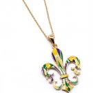 Multi Colored Necklace Charm Metal Casting Fleur De Lis Charm 1 1 3 Inch Tall 18 In 113114-1020GDMLT
