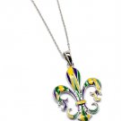 Multi Colored Necklace Charm Metal Casting Fleur De Lis Charm 1 1 3 Inch Tall 18 In 113114-1020RDMLT