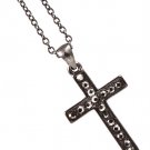 Black Necklace Pendant Cross Crystal Studs 1 Inch Pendant 18 Inch Long 113114-1064BNBLK