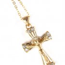 Clear Necklace Pendant Cross Religious Texture Jesus Crystal Studs 1 1 4 Inch Penda 113114-1219GDCLR