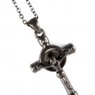 Black Necklace Pendant Cross Jesus Texture Crystal Studs 1 1 4 Inch Pendant 18 Inch 113114-1220BNBLK