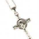 Silver Colored Necklace Pendant Cross Jesus Texture Crystal Studs 1 1 4 Inch Pendan 113114-1220RDSIV