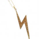Brown Necklace Pendant Thunder Crystal Studs Pave Set 3 1 2 Inch Pendant 28 Inch Lo 113114-1358GDBRO