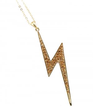 Brown Necklace Pendant Thunder Crystal Studs Pave Set 3 1 2 Inch Pendant 28 Inch Lo 113114-1358GDBRO
