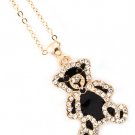 Clear Necklace Pendant Bear Crystal Studs Enamel Texture 1 Inch Pendant 18 Inch Lon 113114-1398GDCLR