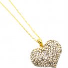Clear Necklace Charm Crystal Studs Heart Charm 1 1 2 Inch Width 18 Inch Long 113114-2007GDCLR