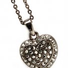 Black Necklace Pendant Crystal Studs Heart Pave Set 15 Mm Pendant 18 Inch Long 113114-2036BNBLK