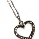 Black Necklace Pendant Crystal Studs Heart 20 Mm Pendant 18 Inch Long 113114-2115BNBLK