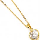 Clear Necklace Semi Precious Stone Cubic Zirconia Heart 10 Mm Tall 18 Inch Long 113114-3023GDCLR