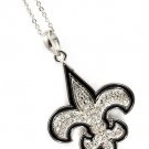Clear Necklace Pendant Fleur De Lis Enamel Crystal Studs 1 3 4 Inch Pendant 18 Inc 113114-99132RDCLR