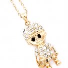 Clear Necklace Pendand Boy Crystal Studs Texture 1 1 2 Inch Drop 18 Inch Long 113114-9922GDCLR