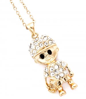 Clear Necklace Pendand Boy Crystal Studs Texture 1 1 2 Inch Drop 18 Inch Long 113114-9922GDCLR