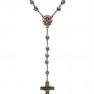 Black Necklace Pendant Crystal Studs Fireballs Jesus Cross Texture Religious 6 1 2  113114-9957BNBLK