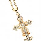 Clear Necklace Pendant Gothic Cross Crystal Studs Filigree 2 Inch Pendant 18 Inch L 113114-9983AGCLR